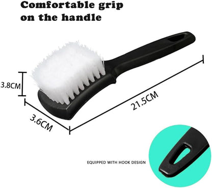 Tire & Carpet Brush - Scrub Brush for Floor Mats & Car Interior (Black & White)