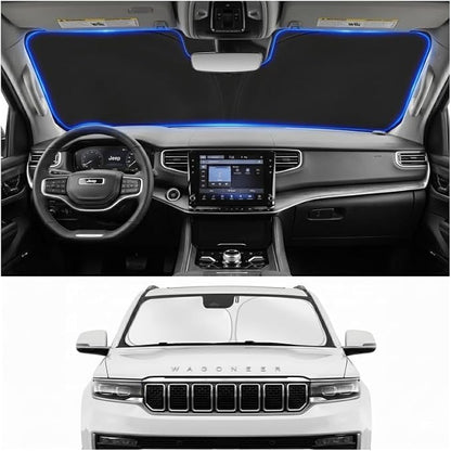 Windshield Sun Shade Sunshade for Jeep Wagoneer 2022-2026 | Custom Fit Windshield Cover, Blocks UV Rays, Double-Layer Heat Shield, Durable Frame, Easy Fold & Storage