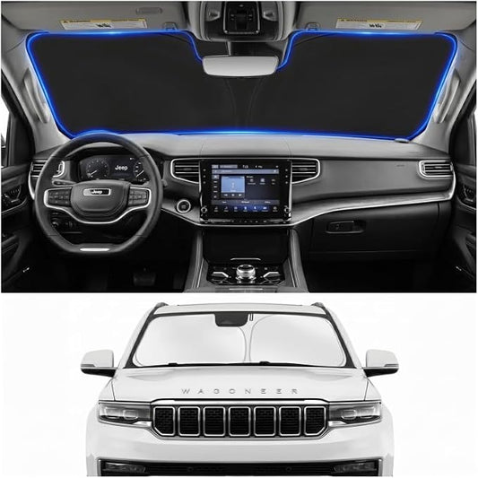 Windshield Sun Shade Sunshade for Jeep Wagoneer 2022-2026 | Custom Fit Windshield Cover, Blocks UV Rays, Double-Layer Heat Shield, Durable Frame, Easy Fold & Storage