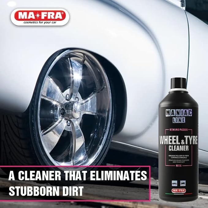 MANIAC LINE MAFRA Wheel and Tyre Cleaner | 2 in 1 for Rims and Tyres | Fast Brake Dust and Road Film Removal | Foam or Spray Application | Safe on Alloy Painted and Clear Coated Wheels | 1 Liter