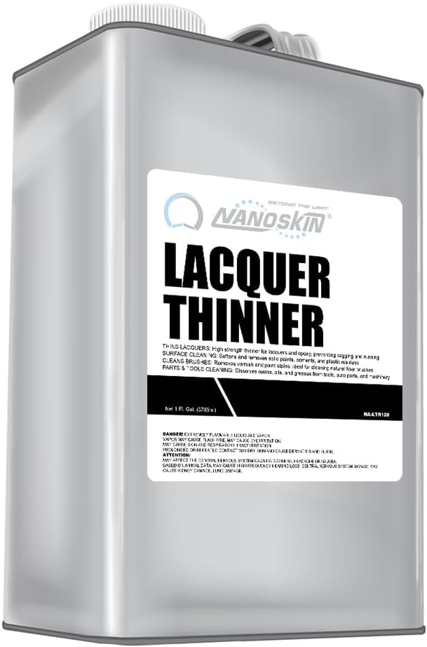 Nanoskin LACQUER THINNER 1 Gallon - Professional Strength, General Purpose, Medium-Dry Lacquer Thinner | Thins Clear and Pigmented Lacquers and Epoxies | Cleans Sprayers, Tools, Brushes and Equipment