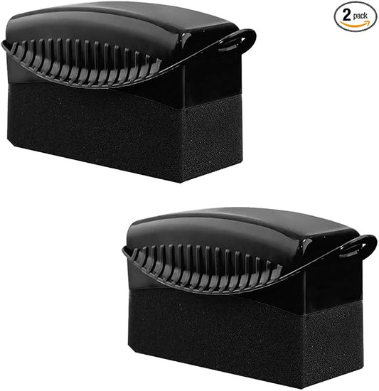 Ohleats 2 PCS Tire Dressing Applicator, Wheel Dressing Tire Shine Applicator Pad with Lid, Reusable Wheel Detailing Foam Tire Waxing Wipe Polishing Sponge, Universal Car Accessories (Black)