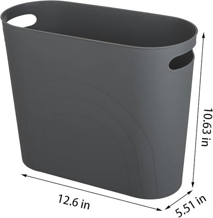 zoocatia Small Trash Can Garbage Can Container Bin with Handles 3 Gallons Plastic Wastebasket for Bathrooom, Bedroom, Office, Kitchen, Laudry Room, Dorm Room - Dark Grey