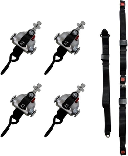 WOTS Wheelchair Securement System for Standard L-Track | Full Kit: Fixed Shoulder Belt, Lap Belt & 4 Auto-Retracting Tie-Downs | Easy Installation, Auto-Tightening, Lightweight | WC18/WC19 Compliant