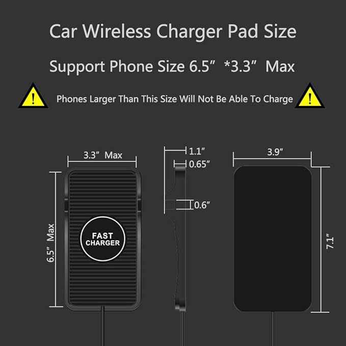 Wireless Charger Car Charging Pad Non-slip 15W 10W 7.5W Fast Charger Mount Adapter for iPhone 13 12 Pro Max 11 8 Plus X XR Xs LG G8 Samsung Note 20 10 Galaxy S10 S20 S21 S22 S23 S24 S25 Android Phones