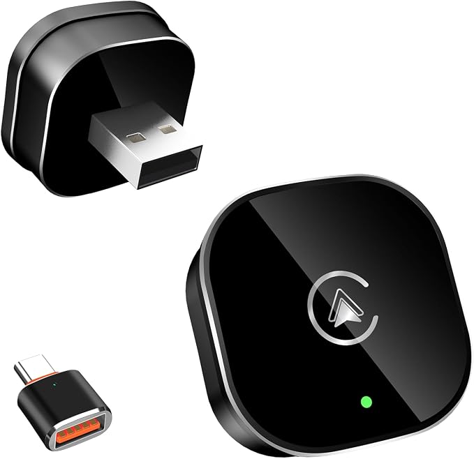 2026 New Wireless CarPlay Adapter for Apple iPhone ＆Android Auto 2 in 1, Mini USB CarPlay Dongle Wired to Wireless, Fast Connection, Compatible with iOS 10+ & Android 11+, Plug and Play (Dark Black)