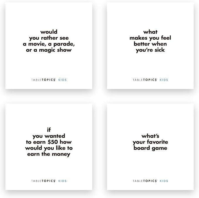 TableTopics Kids to Go Question Game with Conversation Cards for Kids - 40 Conversation Starters for Families to Play at the Dinner Table, Family Game Night, & Road Trips