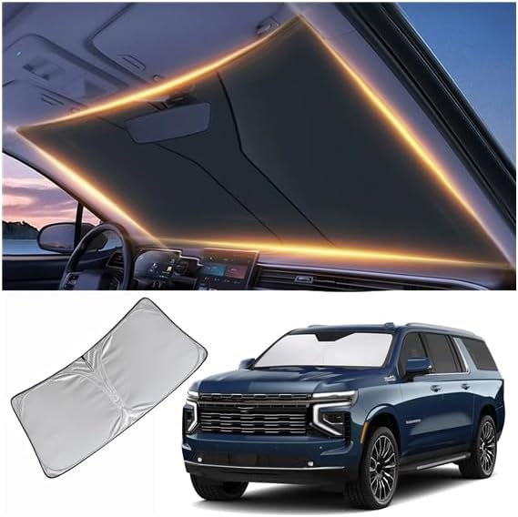 Windshield Sun Shade for Chevy Suburban Front Window Shades Cover for 2010-2024 2025 2026 Suburban Windshield Sun Visor Protector Car Accessories