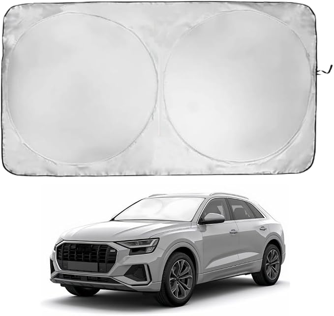Windshield Sun Shade | Compatible for Audi Q8 (2019-2026) | Certified 99.87% UVB & 99.02% UVA Car Sun Shade. Award Winning Sunshade - Patented Technology | Car Shades by Kinder Fluff
