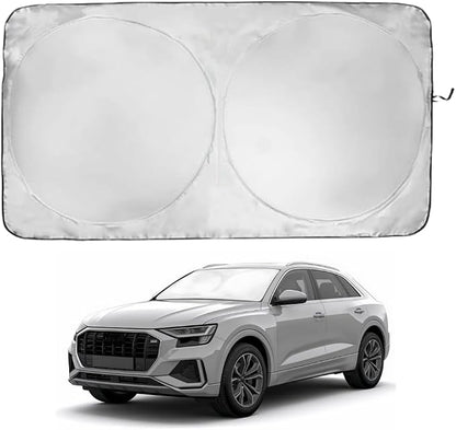 Windshield Sun Shade | Compatible for Audi Q8 (2019-2026) | Certified 99.87% UVB & 99.02% UVA Car Sun Shade. Award Winning Sunshade - Patented Technology | Car Shades by Kinder Fluff
