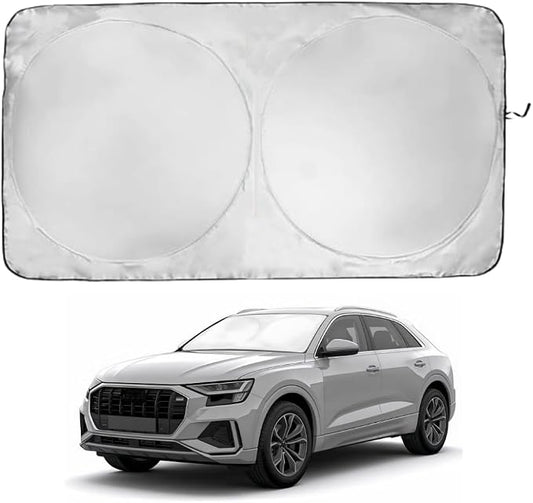Windshield Sun Shade | Compatible for Audi Q8 (2019-2026) | Certified 99.87% UVB & 99.02% UVA Car Sun Shade. Award Winning Sunshade - Patented Technology | Car Shades by Kinder Fluff