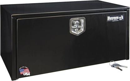 Buyers Products 1702305 Black Steel Underbody Truck Tool Box – 18 x 18 x 36 Inch - Truck Bed & Underbelly RV Storage Box, Locking T-Latch, Weather-Resistant, Heavy-Duty Flatbed Job Box, Made in USA