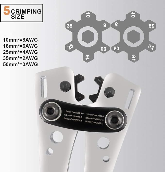Sanuke Battery Cable Lug Crimping Tool for AWG 8 6 4 2 1/0 Heavy Duty Copper Wire Lugs, Electrical Wire Crimper