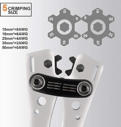 Sanuke Battery Cable Lug Crimping Tool for AWG 8 6 4 2 1/0 Heavy Duty Copper Wire Lugs, Electrical Wire Crimper