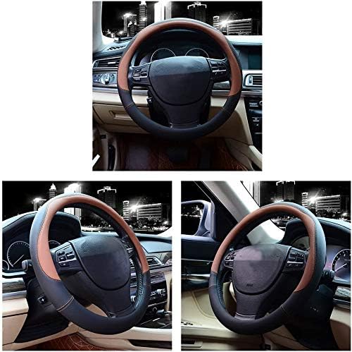 Valleycomfy Microfiber Leather Steering Wheel Cover Large-Size for F150 F250 F350 Ram 4Runner Tacoma Tundra Range Rover Model S X with 15 1/2 inches-16 inches Outer Diameter (Brown)
