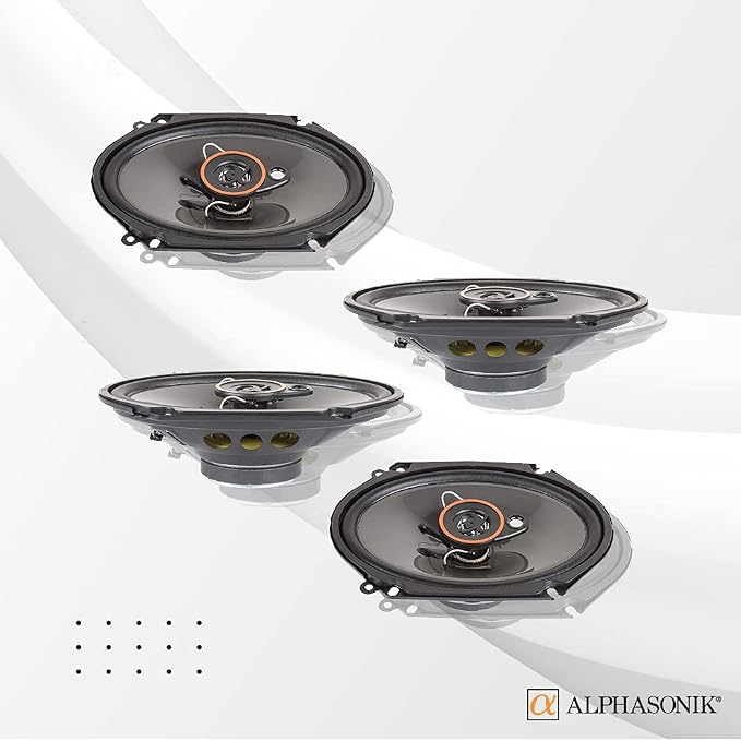 Alphasonik AS268P Loudspeakers 2 Pairs of 6X8 350W Max 3-Way Speakers 4 Ohms Premium Quality Audio Door Speakers for Car or Truck Stereo Sound System