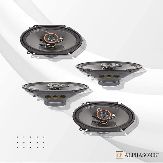 Alphasonik AS268P Loudspeakers 2 Pairs of 6X8 350W Max 3-Way Speakers 4 Ohms Premium Quality Audio Door Speakers for Car or Truck Stereo Sound System