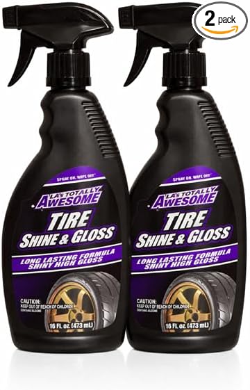 Tire Shine & Gloss Spray, 16 fl oz (2 Pack) – Deep Wet Look Finish, Durable Tire Dressing, Revives & Protects Rubber and Vinyl, Quick & Even Application