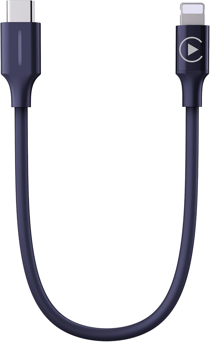 CarPlay Activator Cable for Motorcycle, CarPlay Headset Bypass Adapter for Motorcycle, Enable Mirroring on Harley/Indian/Goldwing Without Headset, USB-C to 8pin Support Charging, 50cm/Black