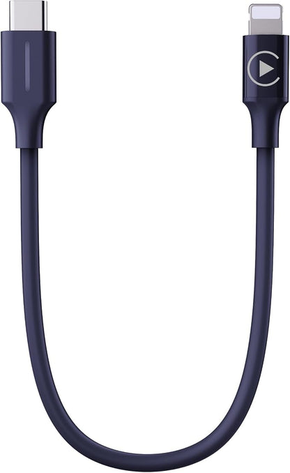 CarPlay Activator Cable for Motorcycle, CarPlay Headset Bypass Adapter for Motorcycle, Enable Mirroring on Harley/Indian/Goldwing Without Headset, USB-C to 8pin Support Charging, 50cm/Black