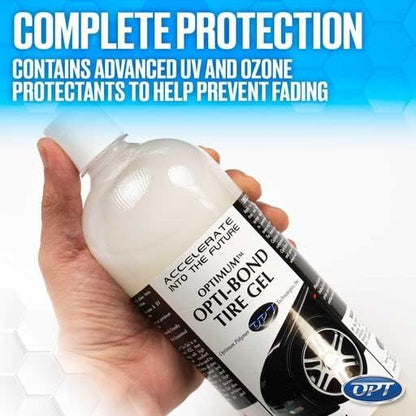 Optimum Opti-Bond Tire Gel – Sling Free Shine, Long Lasting Dressing; Water Based Gel Spray; Vinyl, Plastic and Trim Dressing; Great for Tire Shine & Vinyl Trim Care (8 Oz)