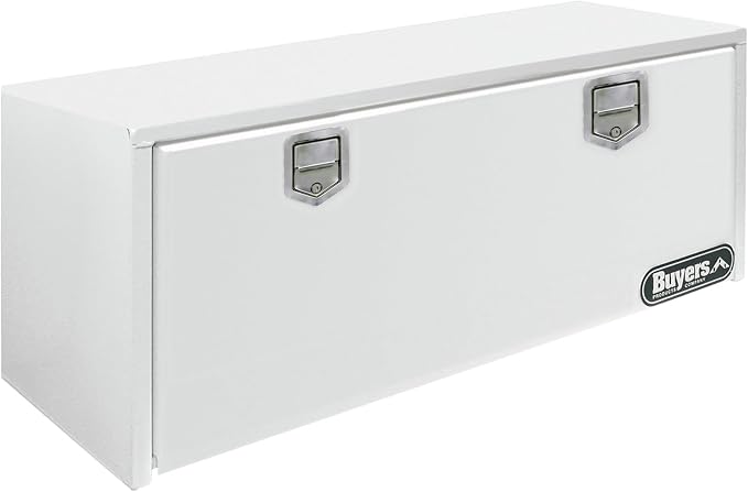 Buyers Products 1702210 Steel Underbody Truck Tool Box 18 x 18 x 48 Inch, White Powder-Coated 14 Ga Steel, Locking Stainless Paddle Latch, Drop Door, Weather-Resistant, Made in USA