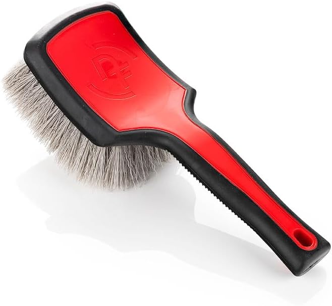 Detail Factory - ProGrip XL Tire Brush - Ergonomic ProGrip Handle - Stiff Synthetic Bristles to Cut Through Grime - Red and Black