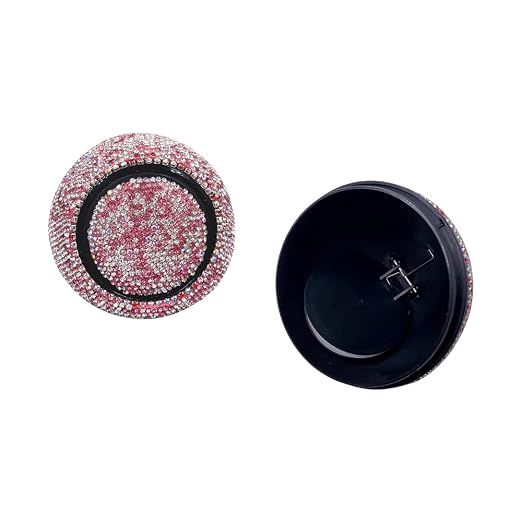 Bling Rhinestone Auto Garbage Can Car Trash Can with Lid Mini Garbage Bin for Automotive Car, Home, Office, Kitchen, Bedroom (Pink)