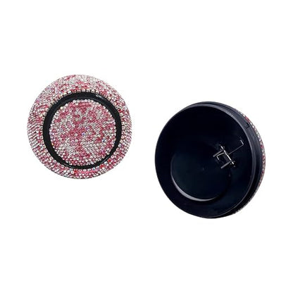 Bling Rhinestone Auto Garbage Can Car Trash Can with Lid Mini Garbage Bin for Automotive Car, Home, Office, Kitchen, Bedroom (Pink)