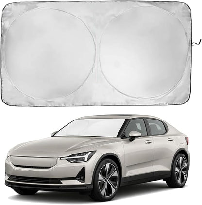 Windshield Sun Shade | Compatible for Polestar 2 2020-Present | Certified 99.87% UVB & 99.02% UVA Car Sun Shade. Award Winning Sunshade - Patented Technology | Car Shades by Kinder Fluff