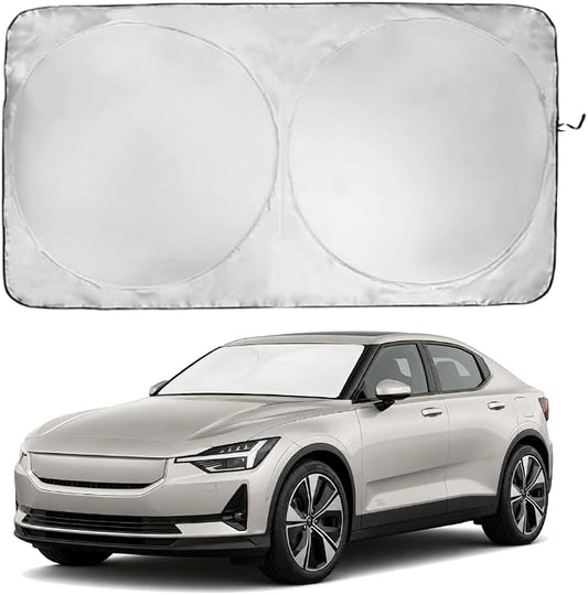 Windshield Sun Shade | Compatible for Polestar 2 2020-Present | Certified 99.87% UVB & 99.02% UVA Car Sun Shade. Award Winning Sunshade - Patented Technology | Car Shades by Kinder Fluff