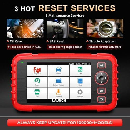 Launch OBD2 Scanner Full System Scan Tool CRP123X Plus V2.0 2026, Lifetime Free Update Car Scanner with SAS/Throttle/Oil Reset,Auto VIN OBD2, FCA SGW, Battery Test Scanner Code Reader