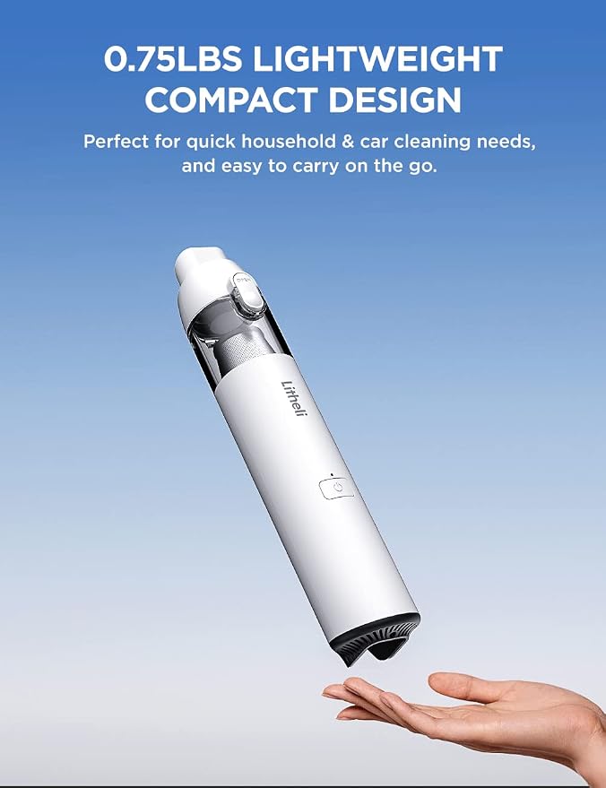 LiTHELi Handheld Vacuum Cleaner Cordless,10000Pa Suction Power with Rechargeable U Battery Ultra Lightweight Mini Car Vacuum
