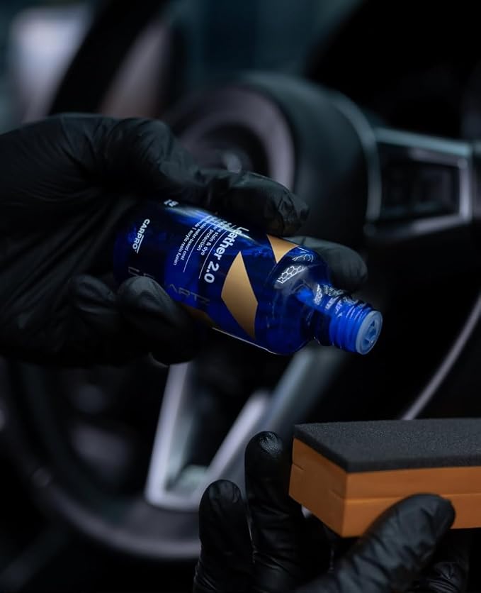 CARPRO CQUARTZ Leather 2.0 - Kit - Hydrophobic & Oil Phobic, Safe on All Car Leather, Resistance to UV, Denim Dye Coloring, Abrasion and Stains (30ml Kit)