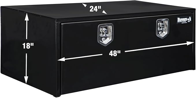Buyers Products 1708310 Black Steel Underbody Truck Tool Box – 18 x 24 x 48 Inch - Truck Bed & Underbelly RV Storage Box, Locking T-Latch, Weather-Resistant, Heavy-Duty Flatbed Job Box, Made in USA