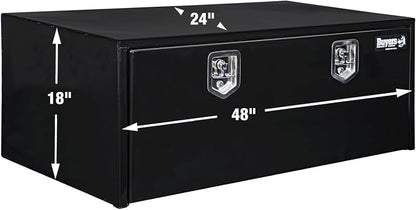 Buyers Products 1708310 Black Steel Underbody Truck Tool Box – 18 x 24 x 48 Inch - Truck Bed & Underbelly RV Storage Box, Locking T-Latch, Weather-Resistant, Heavy-Duty Flatbed Job Box, Made in USA