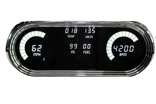 Intellitronix 1962-1965 Chevy Nova LED Digital Gauge Panel - Direct Fit Dash Replacement Cluster - Speedometer, Tachometer, Fuel, Oil, Temp & Volts - (Bezel Not Included) DP8001W (White)