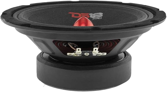 DS18 PRO-GM8B Loudspeaker - 8", Midrange, Red Aluminum Bullet, 580W Max, 190W RMS, 8 Ohms - Premium Quality Audio Door Speakers for Car or Truck Stereo Sound System (1 Speaker)
