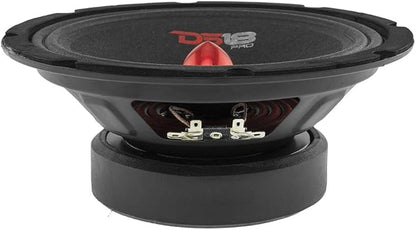DS18 PRO-GM8B Loudspeaker - 8", Midrange, Red Aluminum Bullet, 580W Max, 190W RMS, 8 Ohms - Premium Quality Audio Door Speakers for Car or Truck Stereo Sound System (1 Speaker)
