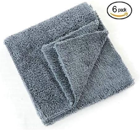 Kingsheep Edgeless Microfiber Towel Car Drying Wash Buffing 6Pack 16"x16" Ultra Plush 450gsm Detailing Cloth (Gray)