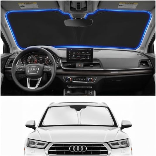 Custom Fit Windshield Sun Shade for Audi Q5 2018-2026 | Custom Fit Windshield Cover, Blocks UV Rays, Double-Layer Heat Shield, Durable Frame, Easy Fold & Storage