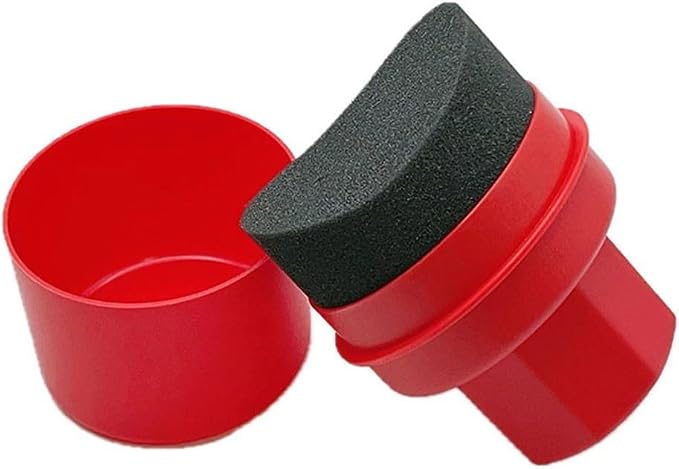 Car Tire Waxing and Cleaning Sponge Pad with Detail Brush for Applying Tire Dressing and Maintaining Tire Appearance (Red bending)