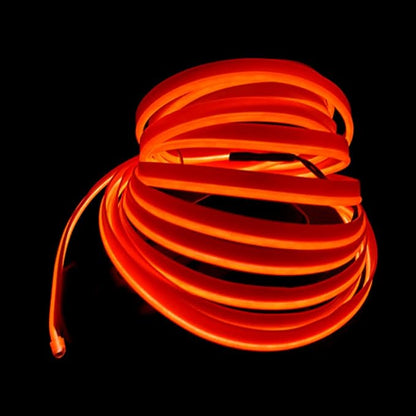 El Wire Orange Interior Car LED Strip Lights, 10M Neon Wire USB 5V with Fuse Protection for Automotive Interior Decoration, with 6mm Sewing Edge