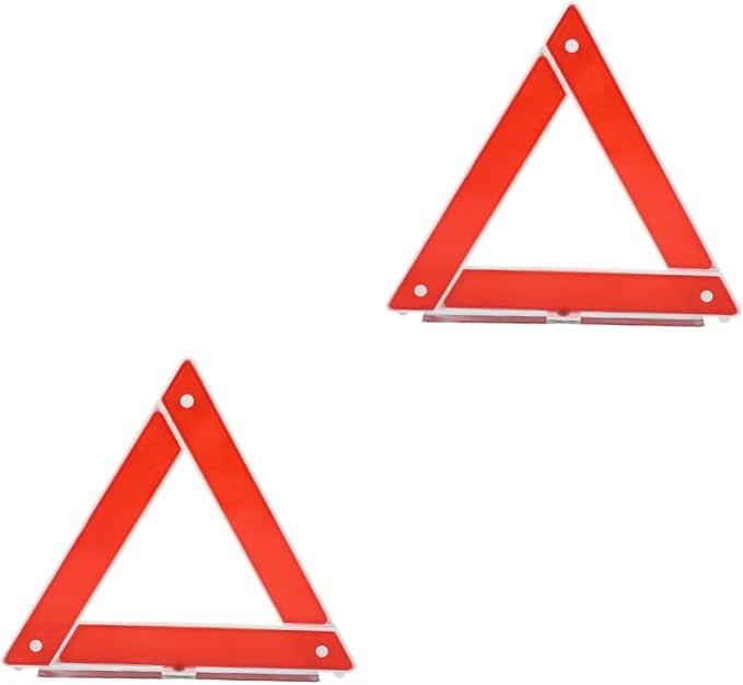 GARVALON 2pcs Emergency Warning Triangle for Vehicles Reflective Safety Sign Design Durable and Construction Essential Roadside Safety Tool for Traffic Situations