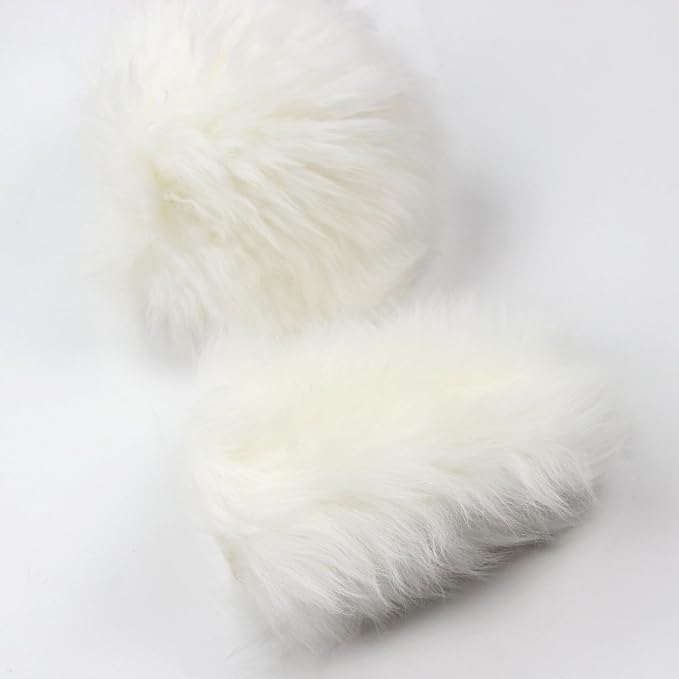 Yontree Fashion Fluffy Steering Wheel Covers for Women/Girls/Ladies Australia Pure Wool 15 Inch 1 Set 3 Pcs (White)