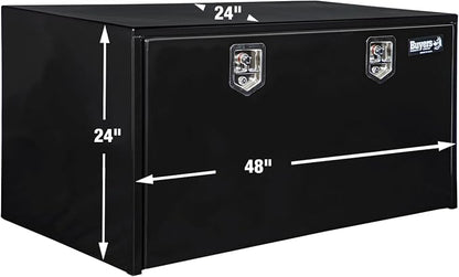Buyers Products 1704310 Black Steel Underbody Truck Tool Box – 24 x 24 x 48 Inch - Truck Bed & Underbelly RV Storage Box, Locking T-Latch, Weather-Resistant, Heavy-Duty Flatbed Job Box, Made in USA