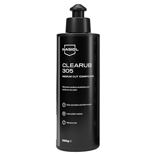 Nasiol CleaRub 305 Silicon Free Scratch Remover Heavy Cut Compound Polish, Rubbing Compound for Car Scratches, Polishing Compound, Car Detailing, Compound Vehicle Paints, 250 Gr
