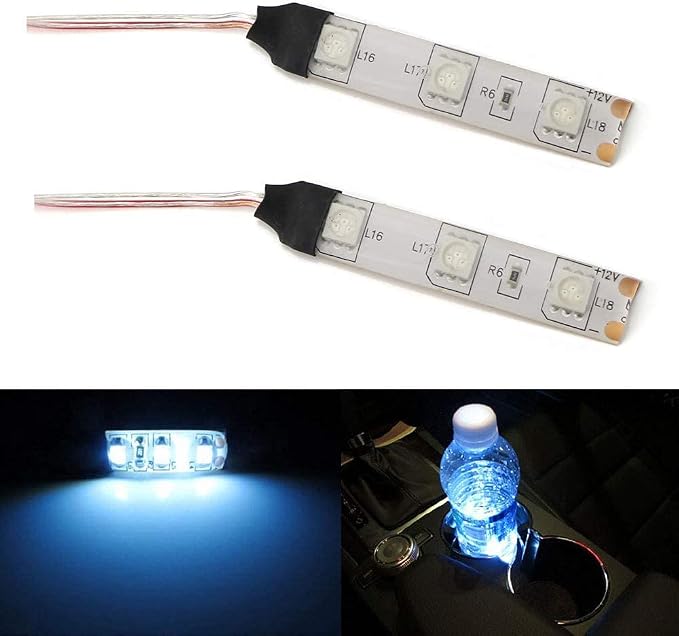 iJDMTOY 3-SMD LED Cup Holder, Glove Box, Ashtray Accent Lighting Strip Lights, Xenon White
