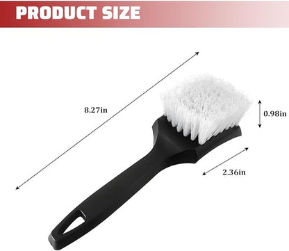 Car Carpet Cleaning Brush, Stiff Bristles Vehicle Wheel Hub Rims Wash Brush with Short Handle, Automotive Detailing Tire Cleaner, Universal for SUV Automobile Truck (White)