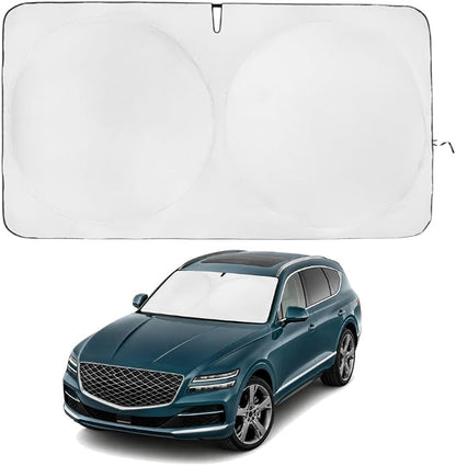 Windshield Sun Shade | Compatible for Genesis GV7 2022-Present | Certified 99.87% UVB & 99.02% UVA Car Sun Shade. Award Winning Sunshade - Patented Technology | Car Shades by Kinder Fluff